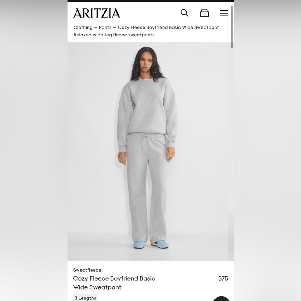 Aritzia cozy fleece wide leg